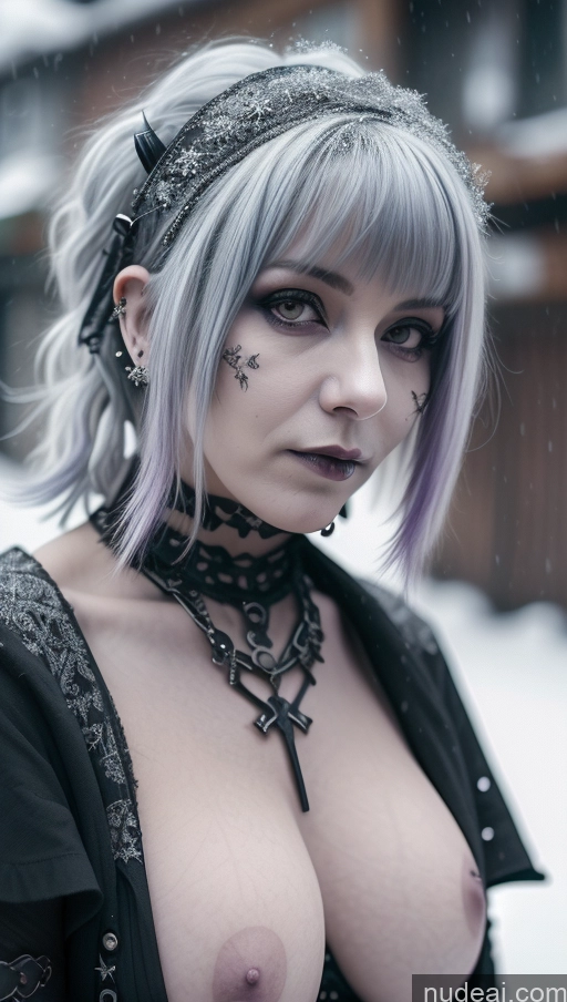 related ai porn images free for Purple Hair Gothic Punk Girl Close-up View Snow Busty Perfect Boobs Nigerian Milf