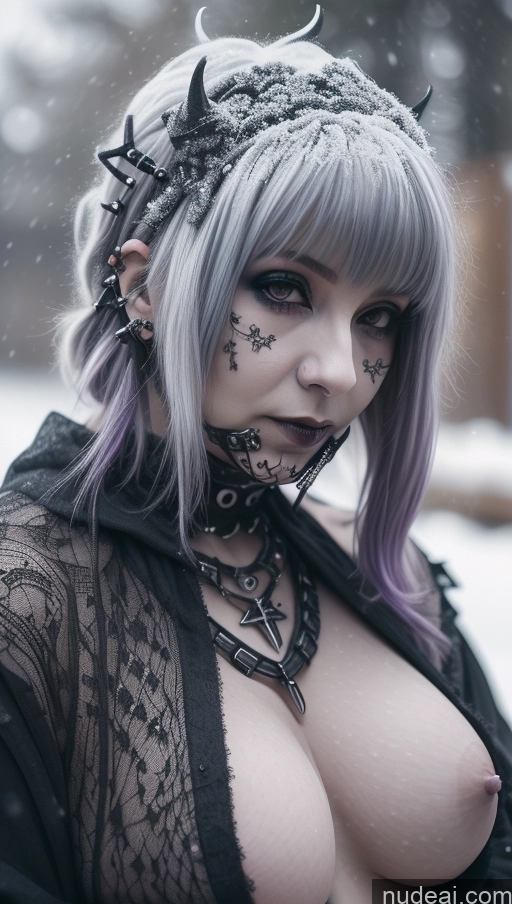 related ai porn images free for Purple Hair Gothic Punk Girl Close-up View Snow Busty Perfect Boobs Nigerian Milf