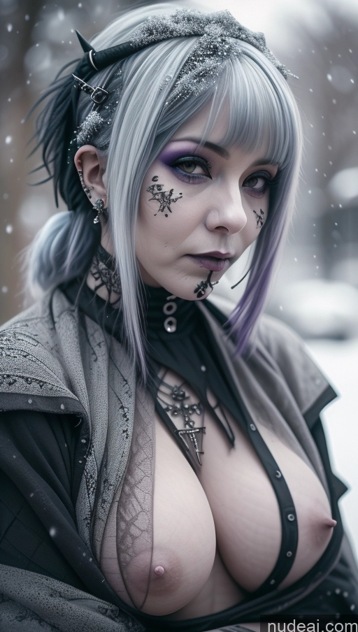 related ai porn images free for Purple Hair Gothic Punk Girl Close-up View Snow Busty Perfect Boobs Nigerian Milf