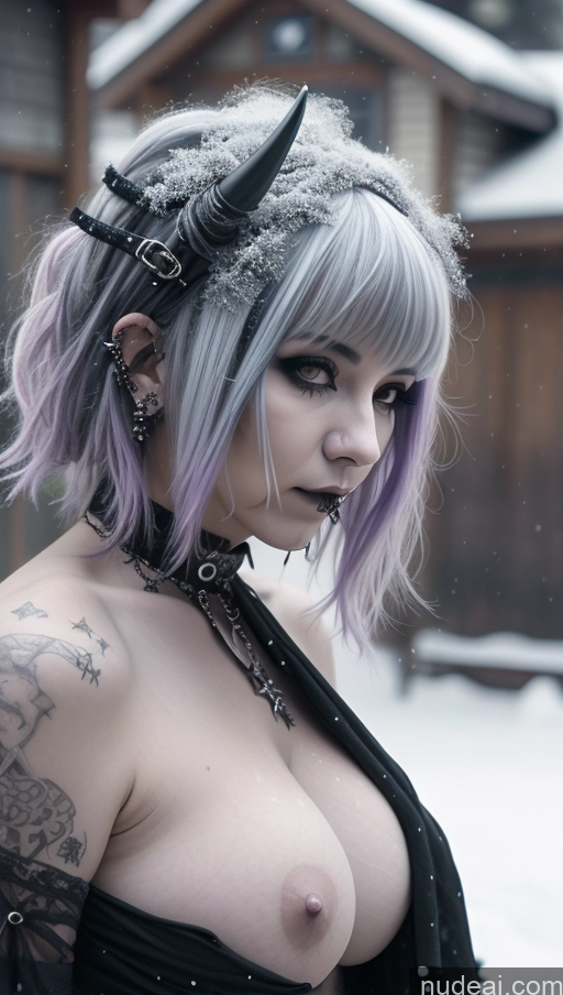 related ai porn images free for Purple Hair Gothic Punk Girl Close-up View Snow Busty Perfect Boobs Nigerian Milf