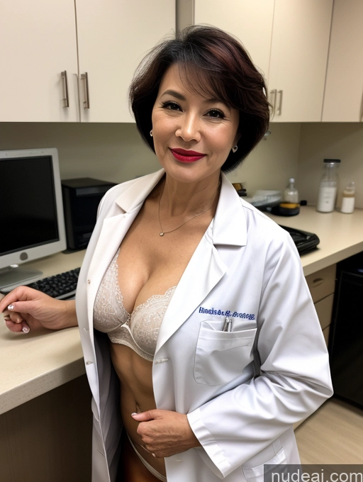 related ai porn images free for Milf Perfect Boobs Lipstick Pixie Asian Bra Doctor Lab Coat Cleavage Partially Nude Dark Lighting 60s