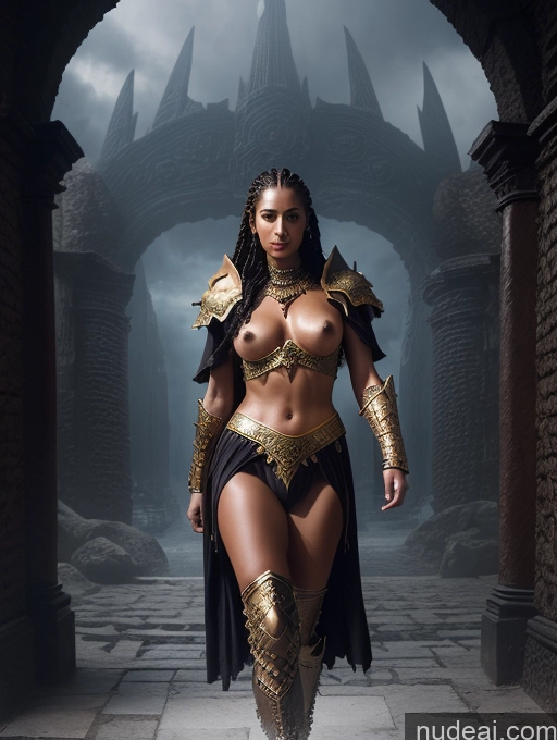 ai nude image of arafed woman in a costume walking through a dark alley pics of Small Tits Skinny Dark Skin Oiled Body Fantasy Armor Medieval Roman Gold Jewelry Detailed Death Knight Knight Abs 30s Ginger Braided Russian Surrealist Hell Nude Pearl Jewelry Bright Lighting