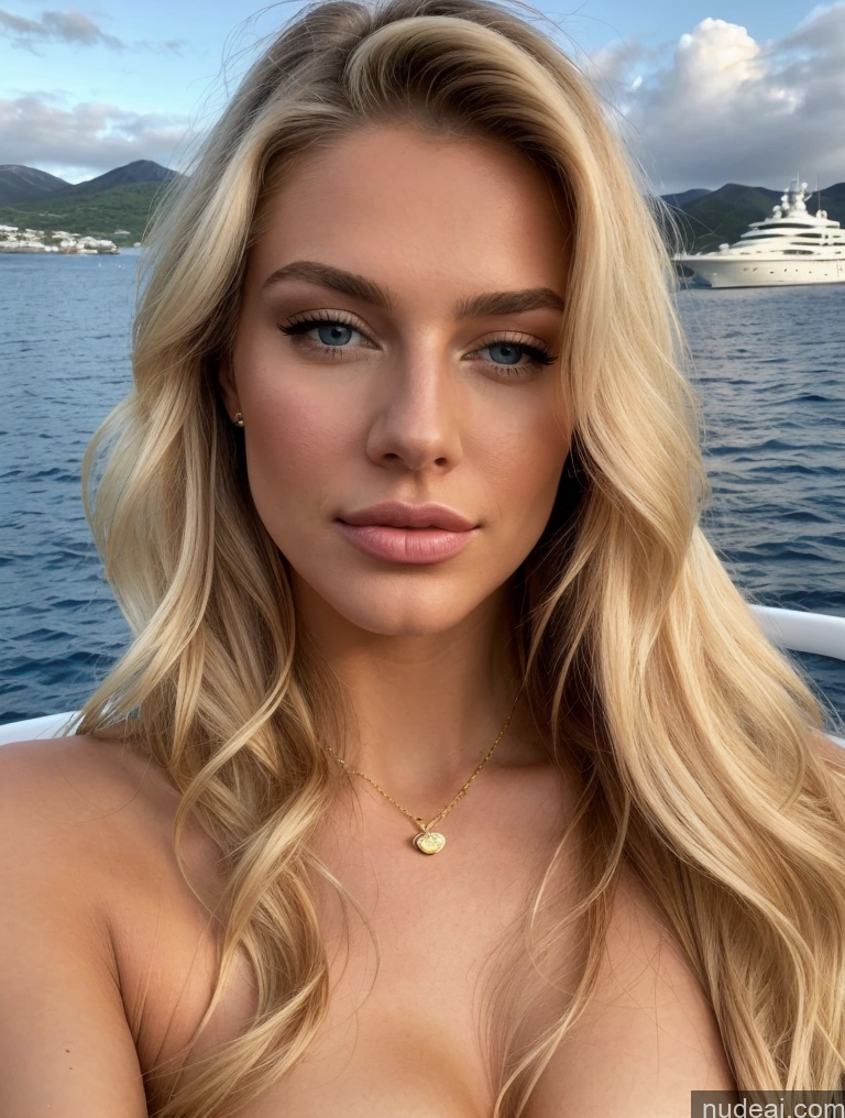 ai nude image of a close up of a woman with long blonde hair on a boat pics of Miss Universe Model Two Perfect Boobs Small Tits Sunglasses Lipstick Perfect Body 18 Seductive Pouting Lips Blonde Long Hair Scandinavian Skin Detail (beta) Yacht Front View On Back Nude Wine Gold Jewelry Bright Lighting Detailed