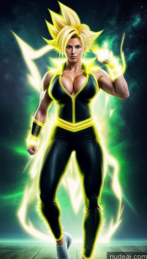 related ai porn images free for Suit Super Saiyan Powering Up Neon Lights Clothes: Yellow One Muscular Perfect Boobs