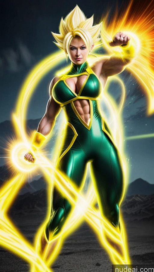 related ai porn images free for Suit Super Saiyan Powering Up Neon Lights Clothes: Yellow Muscular Perfect Boobs