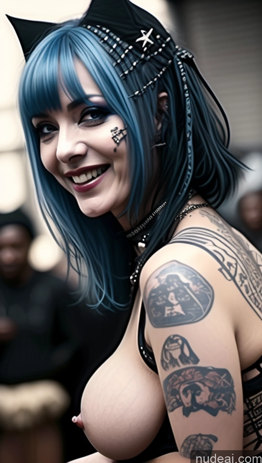 related ai porn images free for Milf Busty Perfect Boobs Laughing Blue Hair Nigerian Close-up View Gothic Punk Girl Party