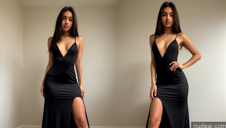 ai nude image of arafed woman in a black dress standing in a room pics of Woman One Small Tits Small Ass Skinny 18 Black Hair Long Hair Brazilian Dress