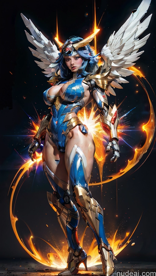 ai nude image of a close up of a woman with wings on a black background pics of Bodybuilder Perfect Boobs Superhero Has Wings Powering Up SSS: A-Mecha Musume A素体机娘 Dynamic View Heat Vision