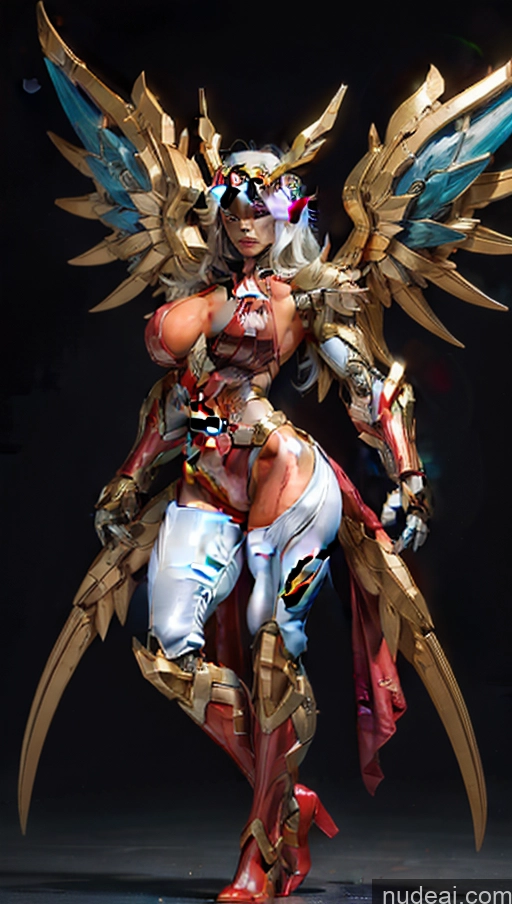 ai nude image of araffed woman in a costume with wings and a sword pics of Bodybuilder Perfect Boobs Superhero Has Wings Powering Up SSS: A-Mecha Musume A素体机娘