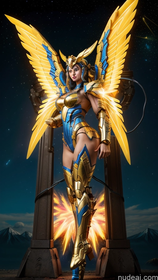 ai nude image of arafed woman in a golden outfit with wings and a sword pics of Bodybuilder Perfect Boobs Has Wings Powering Up SSS: A-Mecha Musume A素体机娘 Ukraine