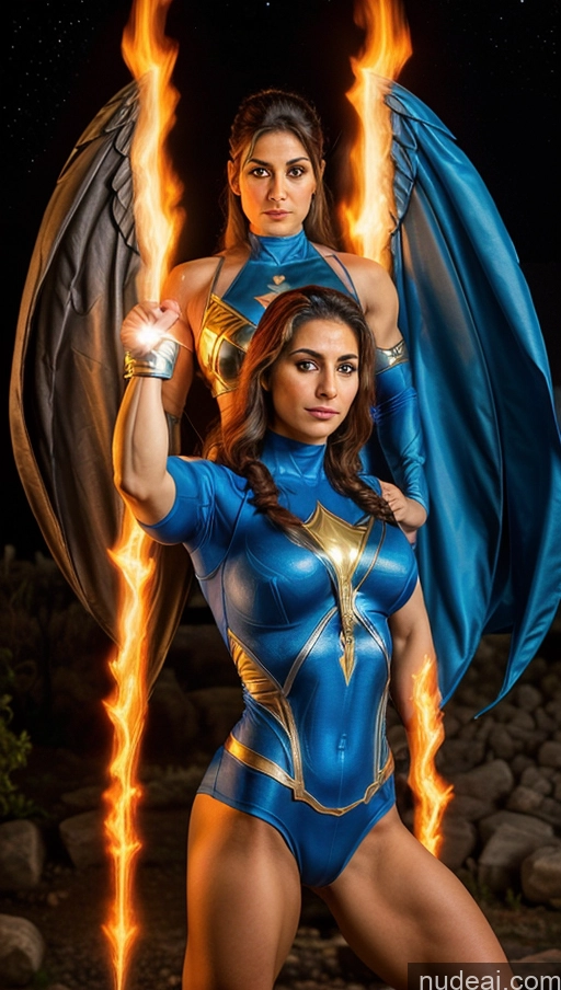 ai nude image of arafed woman in a blue costume holding a sword and a blue cape pics of Has Wings Israel Superhero Powering Up Perfect Boobs Bodybuilder Jewish