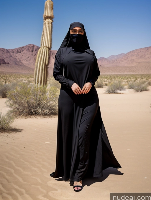 ai nude image of woman in black dress standing in desert with cactus in background pics of Nun Niqab Huge Boobs Big Ass Big Hips Oasis