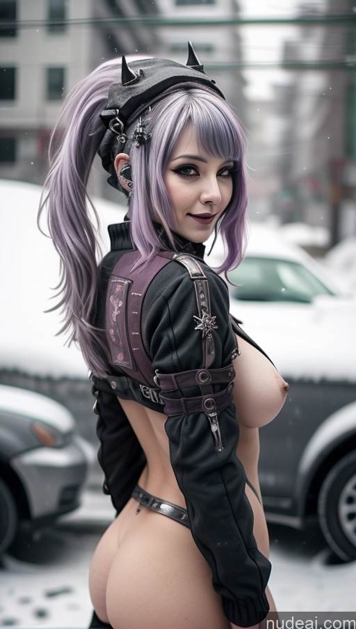 related ai porn images free for Laughing Nigerian Close-up View PinkBodysuitShrugClothing Snow Milf Gothic Punk Girl Purple Hair Busty Perfect Boobs Steampunk Nude