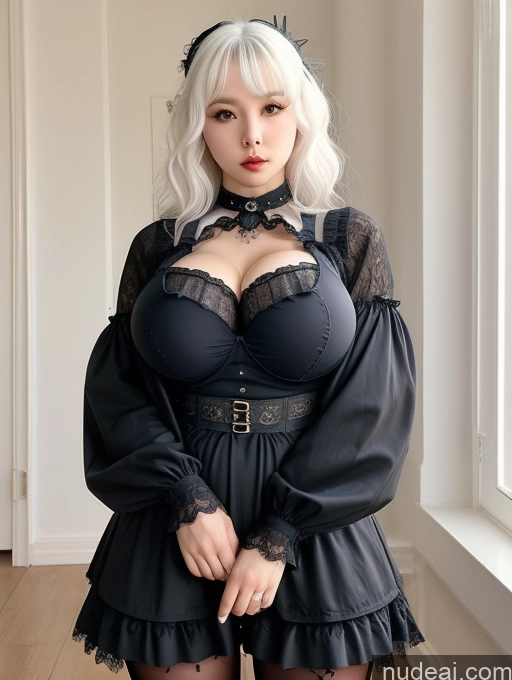 ai nude image of there is a woman in a black dress posing for a picture pics of Milf Two Huge Boobs Big Ass Big Hips Short 18 Seductive White Hair Korean Better Leggins - Goth