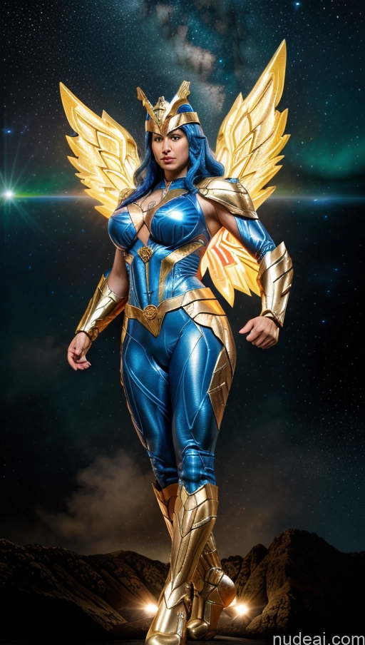 ai nude image of arafed image of a woman dressed in a blue and gold costume pics of Bodybuilder Superhero Israel Powering Up Abs Has Wings Muscular SSS: A-Mecha Musume A素体机娘 Regal Jewish Busty Power Rangers