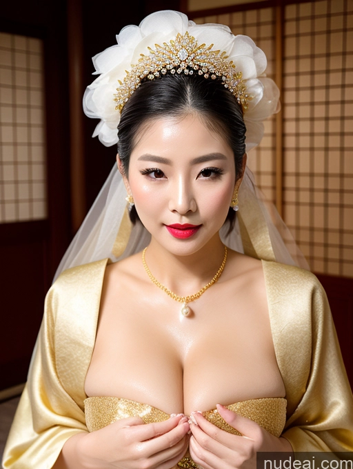 ai nude image of araffed asian woman in a wedding dress with a veil and tiable pics of Busty Perfect Body Big Hips Lipstick Oiled Body Black Hair Onsen Cumshot Gloves Face Mask Kimono Wedding Diamond Jewelry Gold Jewelry Jewelry Pearl Jewelry Hair Bun Korean