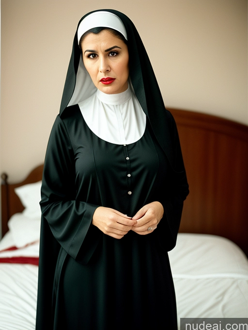 related ai porn images free for Busty Short Sad Angry Vintage Bedroom Front View Dark Lighting Jewelry Lipstick High Heels Dress 30s Hair Bun Black Hair Nun 60s Arabic Milf