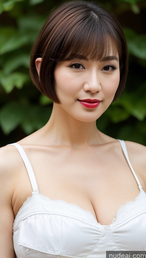 ai nude image of arafed asian woman in white bra top posing for a picture pics of Woman One Huge Boobs Beautiful Lipstick Fairer Skin 40s Short Hair Korean Dress Traditional Close-up View Detailed