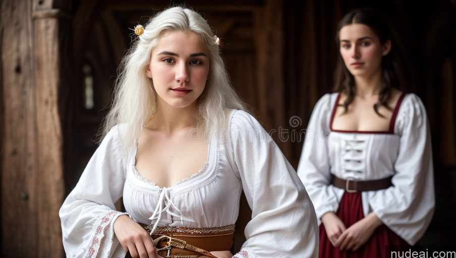 ai nude image of there are two women in medieval clothing standing next to each other pics of Small Tits Pubic Hair 18 White Hair Medieval Bright Lighting Hairy Women Czech Traditional Several