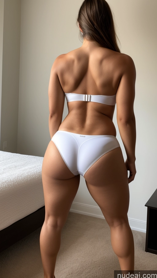 ai nude image of araffe woman in white panties standing in a bedroom pics of Athlete Big Ass Big Hips Bedroom Back View Underwear