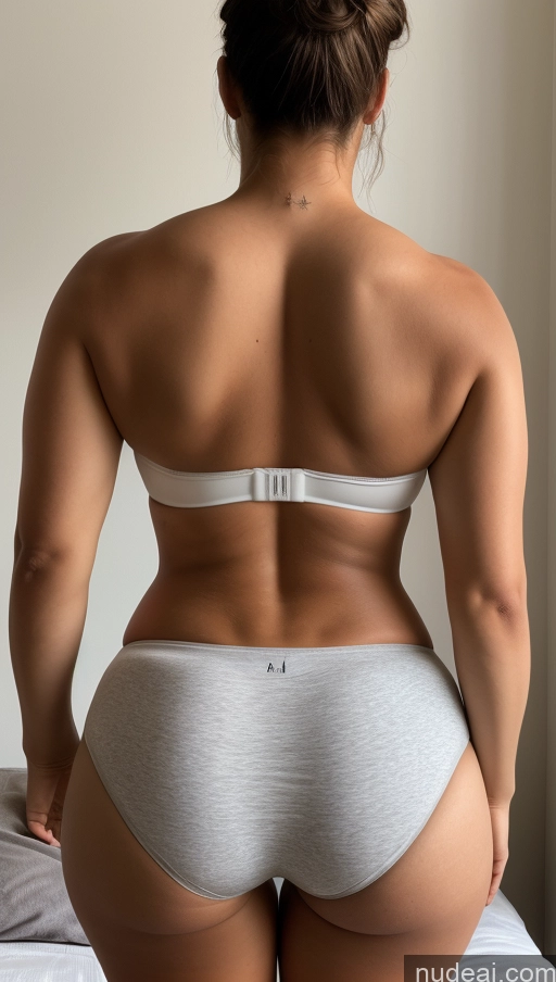 ai nude image of araffed woman in a white underwear is standing on a bed pics of Big Ass Big Hips Back View Bedroom Underwear Athlete