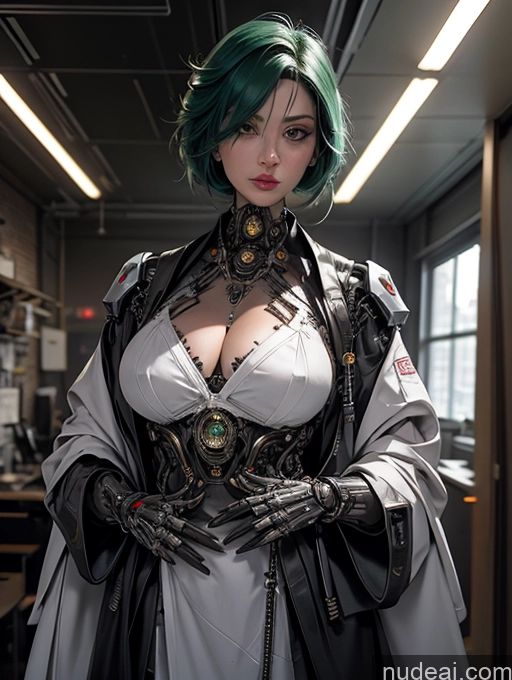 ai nude image of there is a woman in a cosplay costume posing for a picture pics of Cyberpunk Graphics Skinny Military Cyborg Jewelry Big Hips Lipstick Hospital Detailed Sci-fi Armor Bdsm Huge Sagging Breasts White Legspread Nurse Steampunk Futuristicbot V2 Green Hair