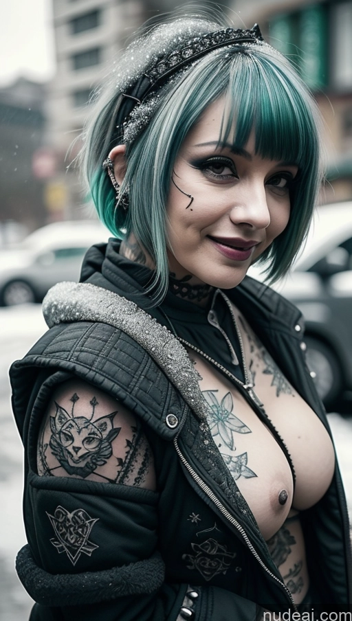 related ai porn images free for Milf Chubby Short Hair Ethiopian Tattoos Gothic Punk Girl Green Hair Laughing Perfect Boobs Busty Jacket Close-up View Snow