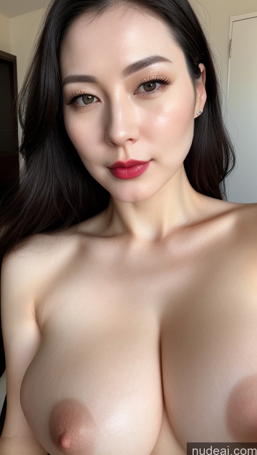 related ai porn images free for Woman One Beautiful Lipstick Fairer Skin Korean Close-up View Huge Boobs Black Hair Slicked 30s