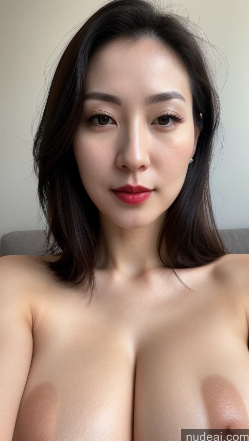 related ai porn images free for Woman One Huge Boobs Beautiful Fairer Skin Black Hair Slicked Close-up View Nude Detailed Simple Korean Lipstick 30s