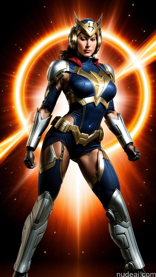 ai nude image of a close up of a woman in a costume with a sword pics of Muscular Abs Perfect Boobs Powering Up Superhero Military Superheroine Several Dynamic View Heat Vision SSS: A-Mecha Musume A素体机娘