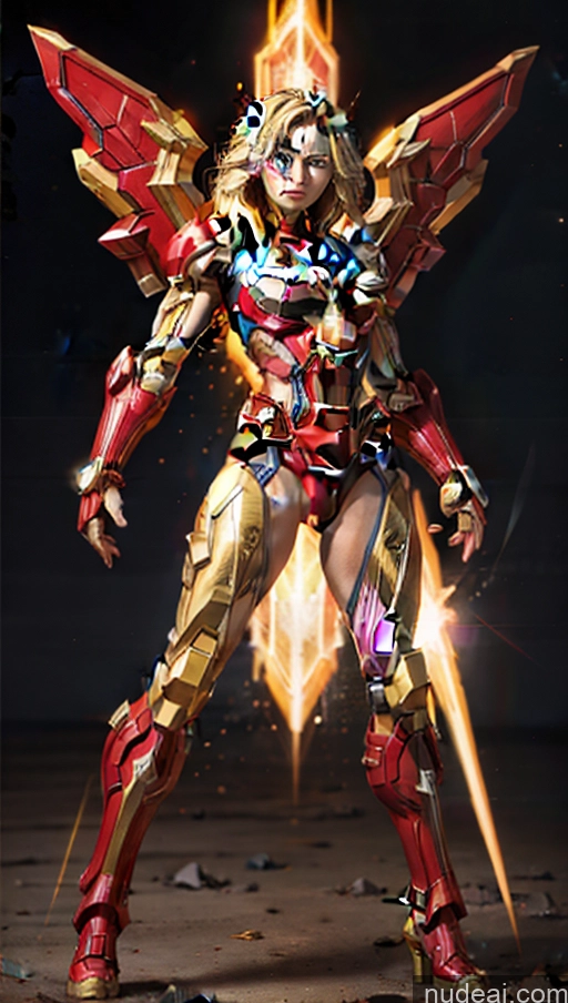 ai nude image of araffes is a female figure with a sword and armor pics of Several Bodybuilder Busty Muscular Abs Powering Up Captain Marvel SuperMecha: A-Mecha Musume A素体机娘 Has Wings