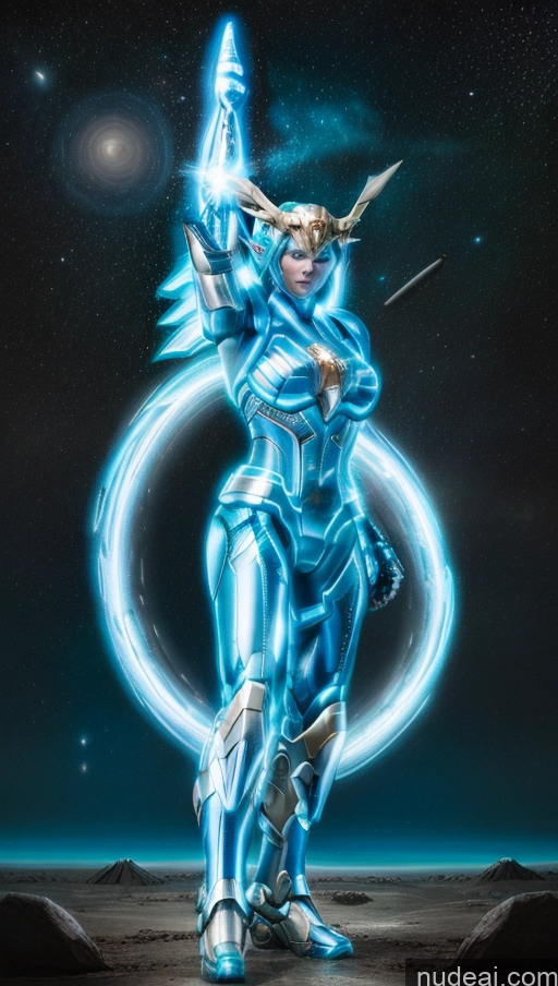 ai nude image of a close up of a woman in a blue suit holding a sword pics of Bodybuilder Busty Muscular Abs Powering Up Captain Marvel SuperMecha: A-Mecha Musume A素体机娘 Has Wings Space Several Deep Blue Eyes Neon Lights Clothes: Blue