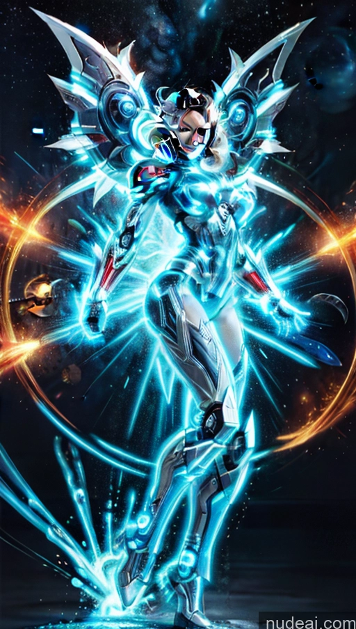 related ai porn images free for Bodybuilder Busty Muscular Abs Powering Up Captain Marvel SuperMecha: A-Mecha Musume A素体机娘 Has Wings Space Several Deep Blue Eyes Neon Lights Clothes: Blue