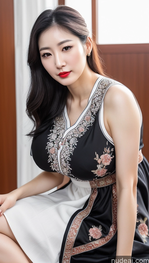 related ai porn images free for Woman One Huge Boobs Beautiful Lipstick Fairer Skin 30s Black Hair Slicked Korean Close-up View Detailed Simple Dress Traditional