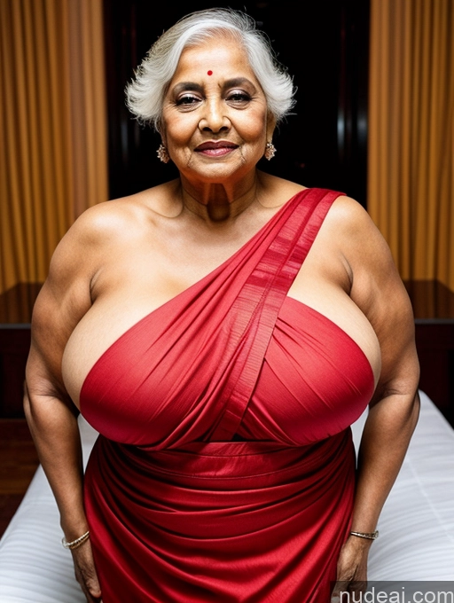 ai nude image of there is a woman in a red dress posing for a picture pics of Bodybuilder Busty Huge Boobs Perfect Boobs Beautiful Tattoos Big Ass Thick Chubby Fat Big Hips Long Legs Tall Perfect Body 80s Sexy Face Indian Front View Sari