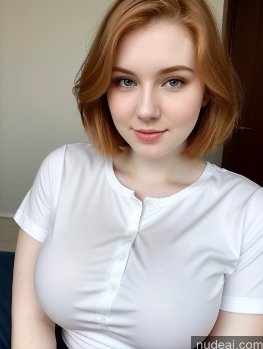 related ai porn images free for Busty Perfect Boobs Beautiful Fairer Skin Thick 18 Ginger Russian Close-up View Shirt Bobcut