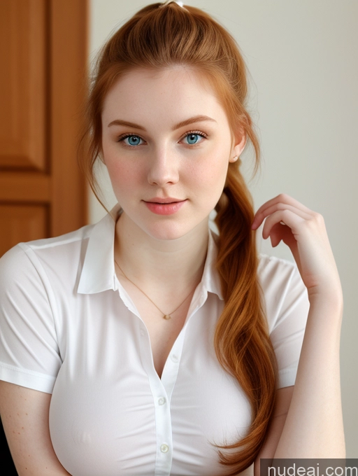 related ai porn images free for Busty Perfect Boobs Beautiful Fairer Skin Thick 18 Ginger Russian Close-up View Shirt Ponytail