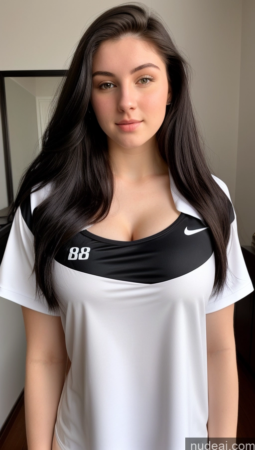 ai nude image of arafed woman with long black hair wearing a white shirt pics of Perfect Boobs Beautiful Thick Fairer Skin 18 Russian Shirt Long Hair Black Hair Front View One Athlete