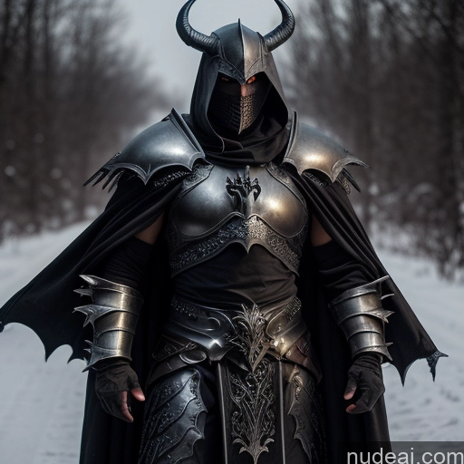 ai nude image of arafed male in a black armor and helmet standing in the snow pics of Milf Huge Boobs Big Ass Abs Big Hips Long Legs 50s Seductive Ginger Nude Fantasy Armor Medieval Death Knight Hell Dark_Fantasy_Style Several