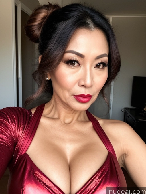 related ai porn images free for Milf Beautiful Lipstick Hair Bun 60s Asian Pouting Lips Sexy Face Superhero Cleavage