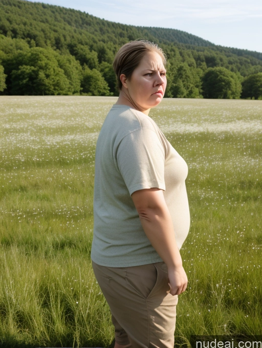 ai nude image of pregnant woman standing in a field of grass with a mountain in the background pics of Small Tits Big Ass Fat Big Hips Short Pubic Hair Short Hair 60s Angry Brunette White Meadow Casual Wife Or Girlfriend Obese