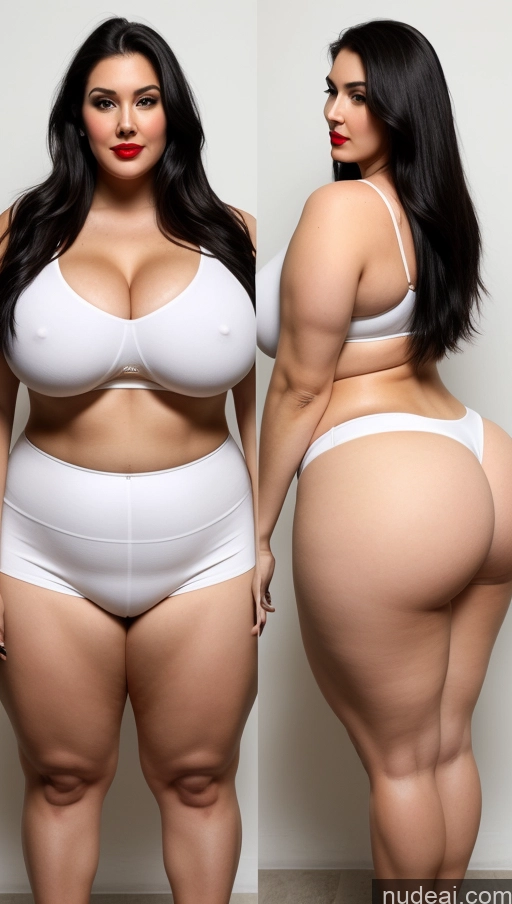 ai nude image of araffe woman in white underwear posing for a picture before and after her weight loss pics of Huge Boobs Lipstick Big Ass Abs Chubby Fairer Skin Black Hair Long Hair Tall Stylish