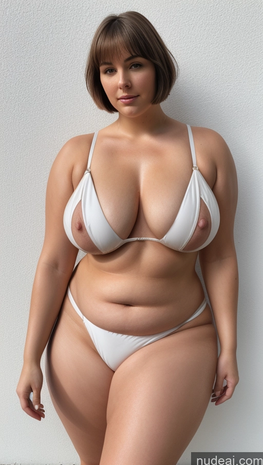 ai nude image of araffe woman in a white bikini posing for a picture pics of Woman One Busty Perfect Boobs Beautiful Big Ass Thick Chubby Fat Pubic Hair Short Hair Fairer Skin Front View Bikini Skin Detail (beta) Muscular