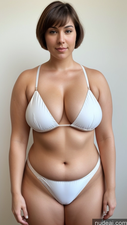 ai nude image of arafed woman in a white bikini posing for a picture pics of Woman One Busty Perfect Boobs Beautiful Big Ass Thick Chubby Fat Pubic Hair Short Hair Fairer Skin Front View Bikini Skin Detail (beta) Muscular