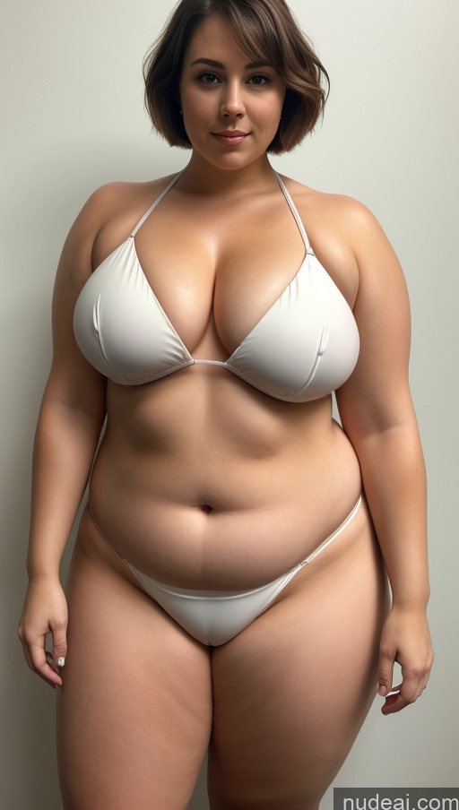 ai nude image of arafed woman in a white bikini posing for a picture pics of Woman One Busty Perfect Boobs Beautiful Big Ass Thick Chubby Fat Pubic Hair Short Hair Fairer Skin Front View Bikini Skin Detail (beta) Muscular