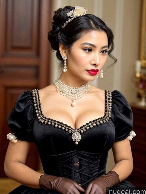 related ai porn images free for Milf Busty Skinny Short Lipstick 18 Sad Shocked Black Hair Hair Bun Filipina Front View Dress Traditional Victorian Bows Gloves Pearl Jewelry