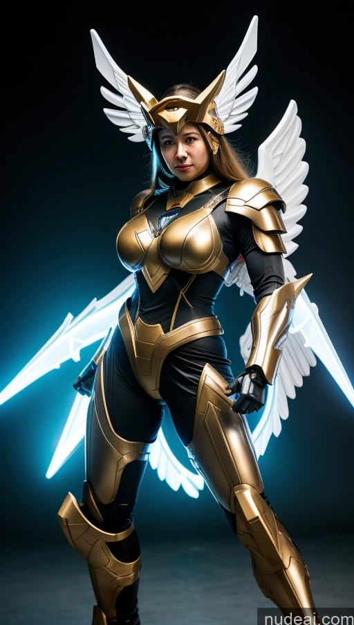 ai nude image of araffe dressed in a gold and black outfit with wings pics of Bodybuilder Abs Superhero Angel Viking SSS: A-Mecha Musume A素体机娘 Powering Up Heat Vision Busty Science Fiction Style Dynamic View Several