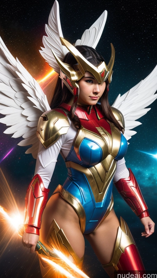 ai nude image of arafed woman in a costume with wings and a sword pics of Bodybuilder Abs Superhero Angel Viking SSS: A-Mecha Musume A素体机娘 Powering Up Heat Vision Busty Science Fiction Style Dynamic View Several Cosplay