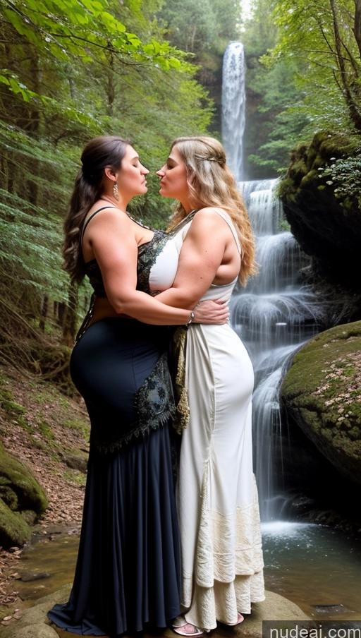 ai nude image of two women in dresses standing in front of a waterfall pics of Milf Several Huge Boobs Perfect Boobs Chubby 60s Kisses Big Ass Waterfall Forest Medieval Traditional