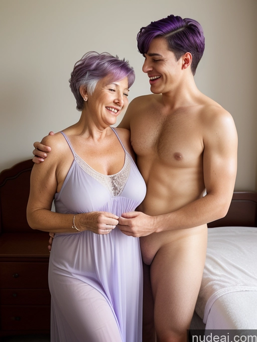 ai nude image of they are two people standing next to each other in a bedroom pics of Czech Thick Lipstick Perfect Boobs Big Ass Sexy Face Shocked Happy Tanned Skin Beautiful Dress Nightgown Transparent Simple Purple Hair Pixie 80s Bedroom Two Massage Woman + Man